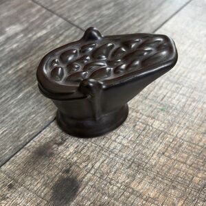 Vintage pottery ceramic Black Mini scuttle coal miniature trinket